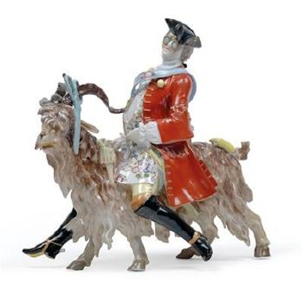 A figure of a tailor mounted on a goat by Johann Joachim Kändler