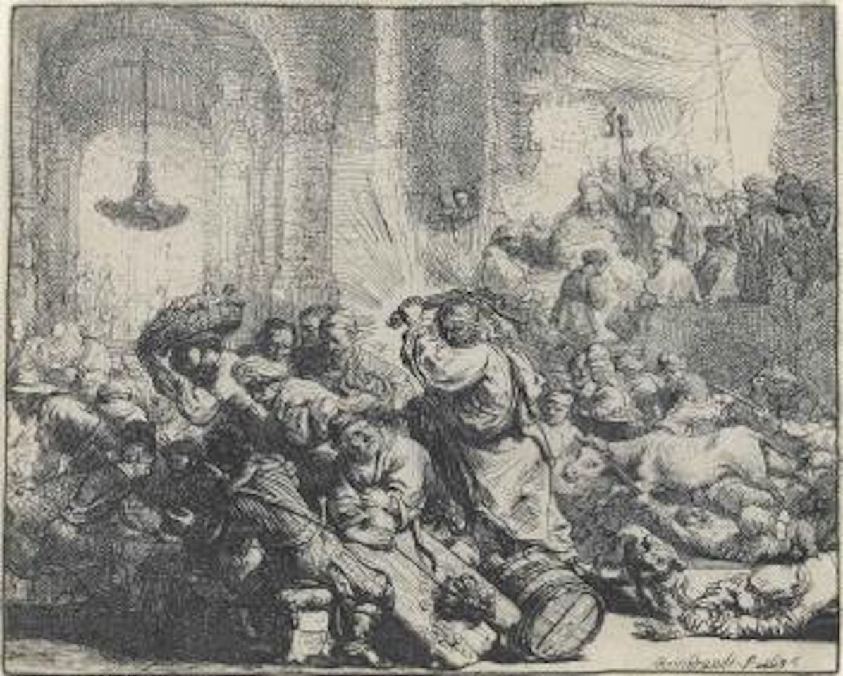 Christ driving the money changers from the temple (B., Holl. 69; H. 126; New Holl. 139) by Attributed to Rembrandt Harmensz van Rijn