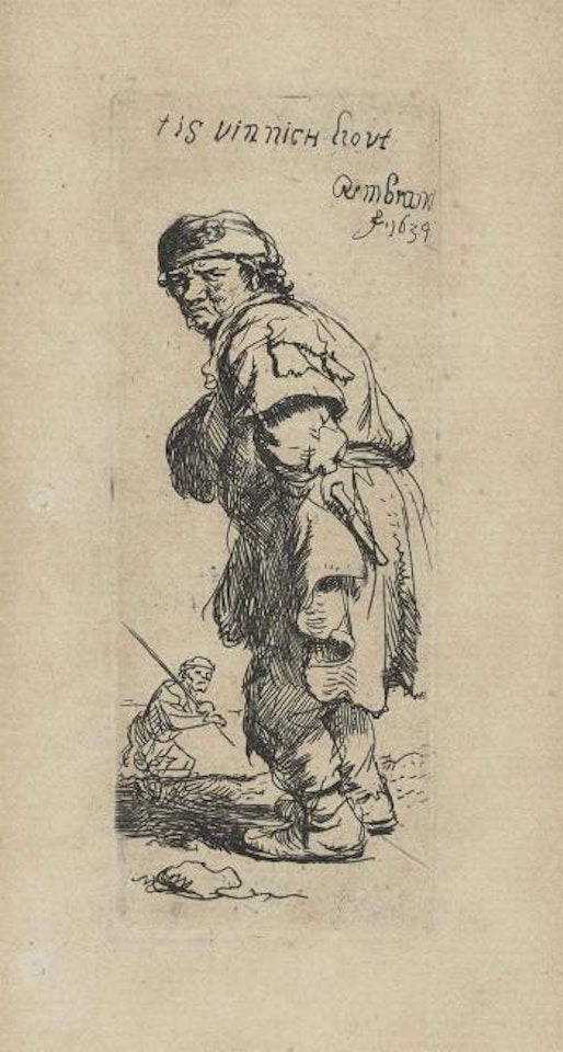 A Peasant calling out: 'tis vinnich kout' (B., Holl. 177; H. 114; New Holl. 131) by Attributed to Rembrandt Harmensz van Rijn