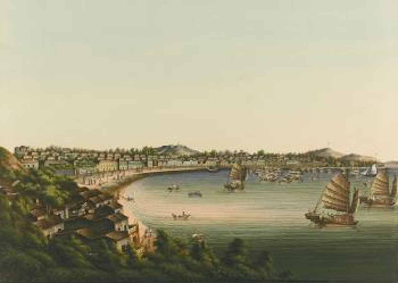 Album of Chinese Export Paintings, Including A View of Macao. [Canton, 1860s] by Tingqua