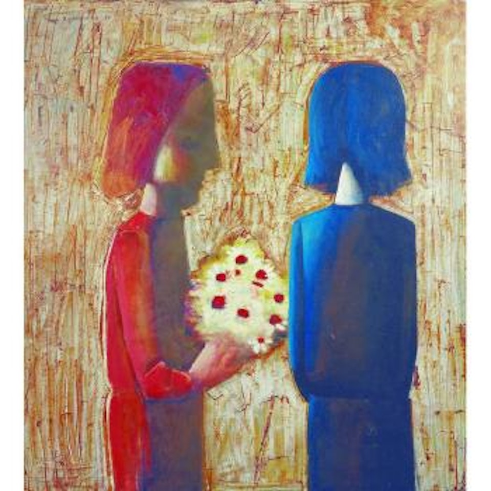 Two Figures with Flowers by Charles Blackman