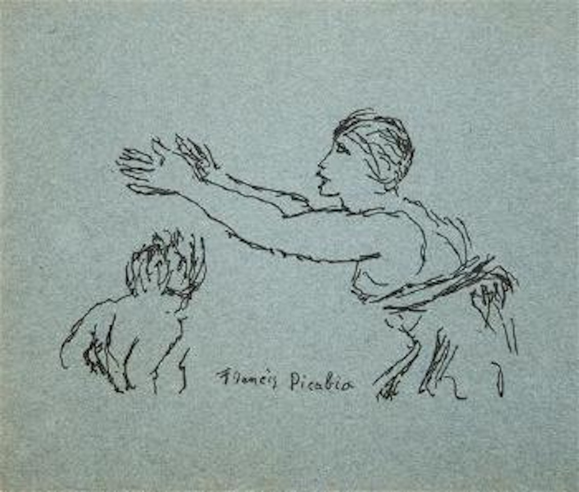 Deux personnages dont une femme les bras tendus by Francis Picabia