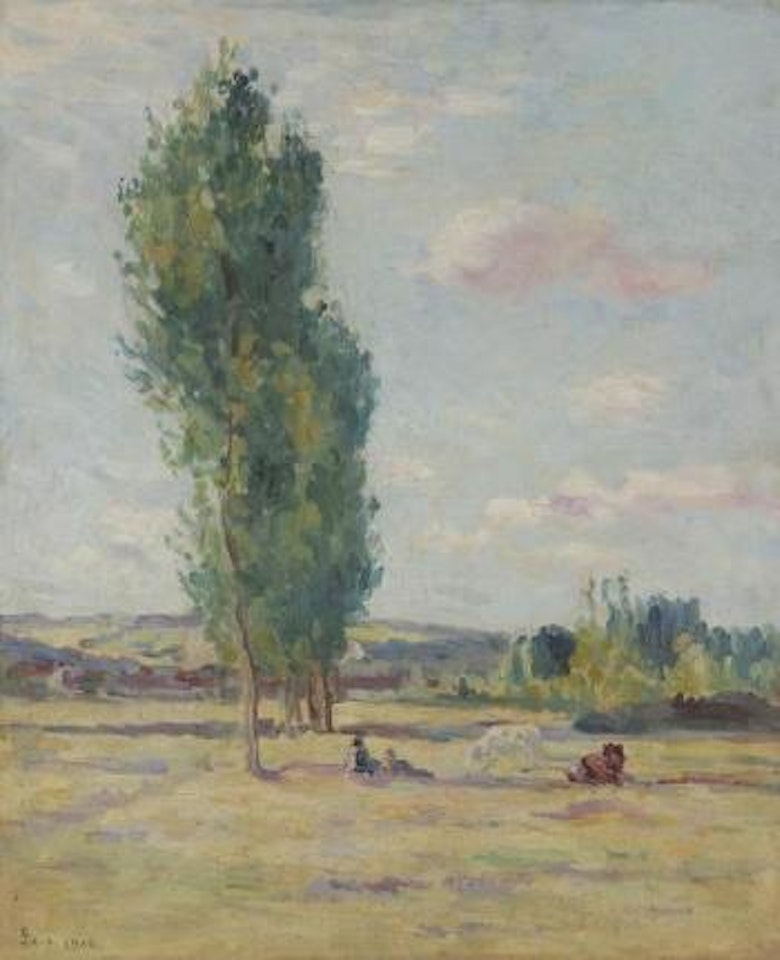 Paysage aux peupliers environs de Bessy by Maximilien Luce