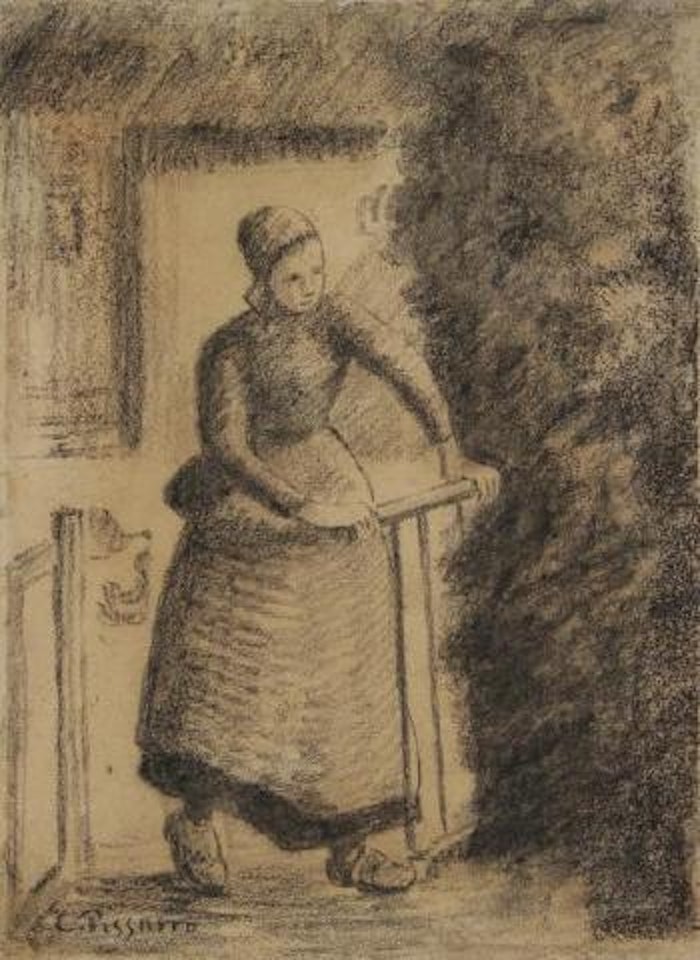 Femme à la bannière by Camille Pissarro