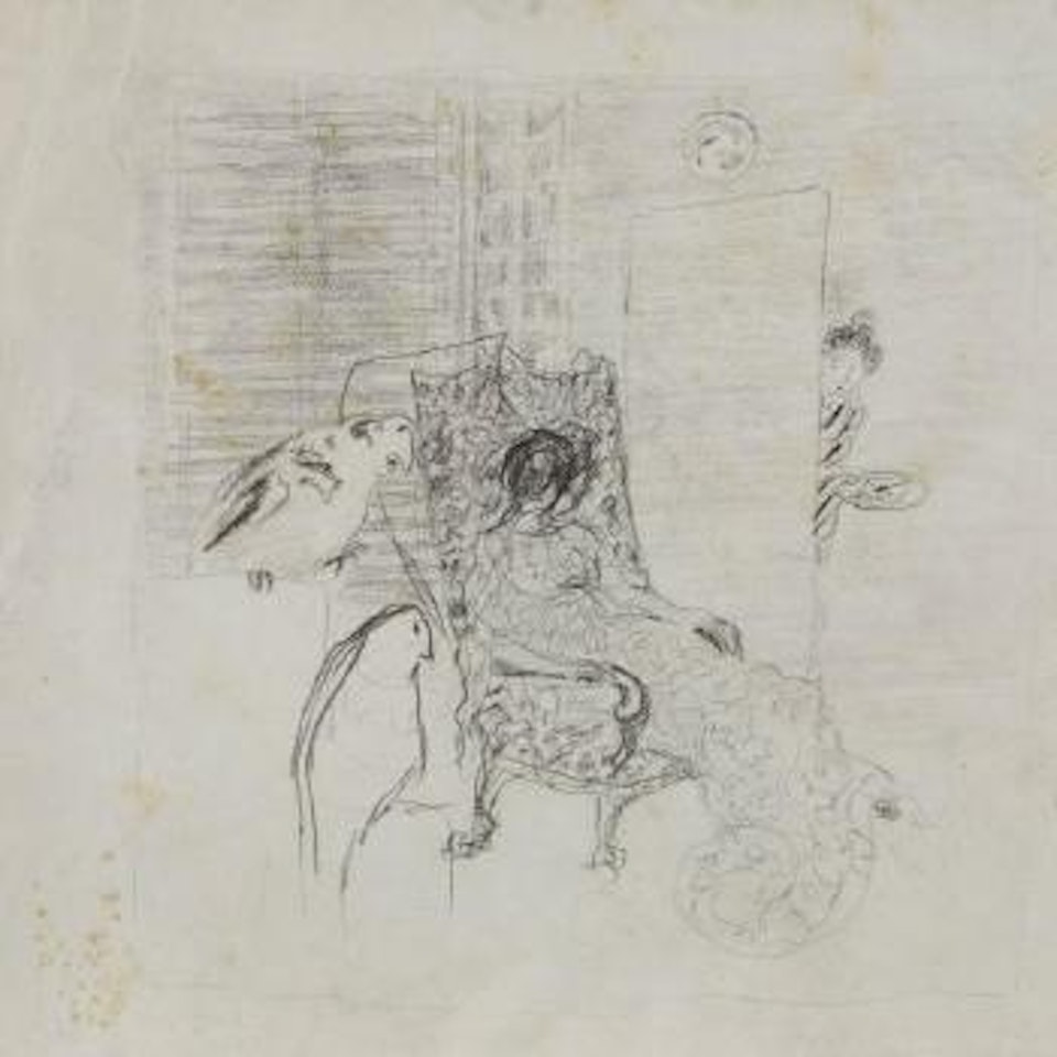 Femme assise dans un fauteuil et deux perroquets by Pierre Bonnard