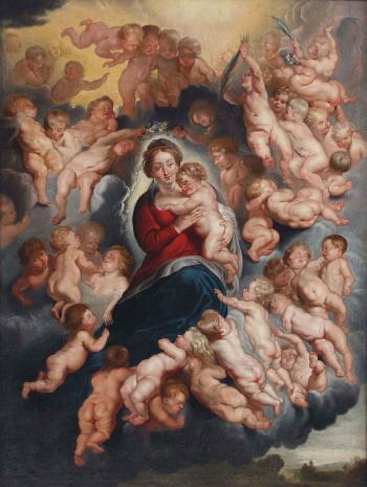 Madonna And Child Surrounded By Putti by Peter Paul Rubens