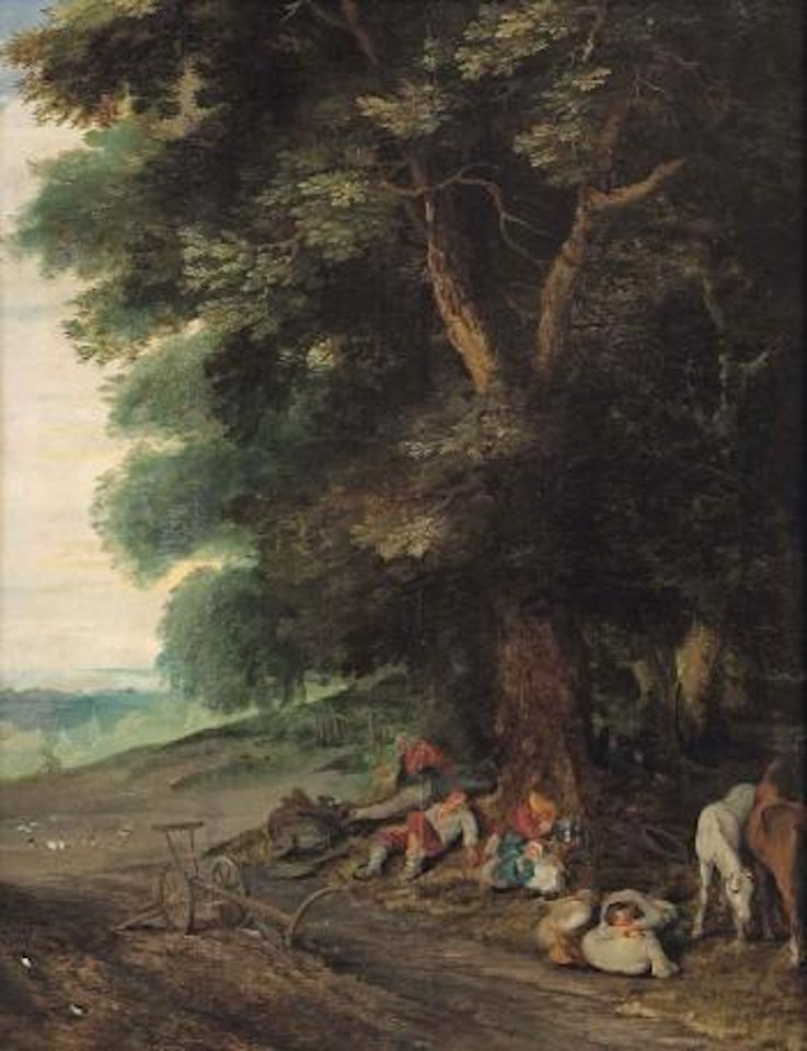 A Wooded Landscape With a Peasant Family Resting Under a Tree by Jan Brueghel the Younger