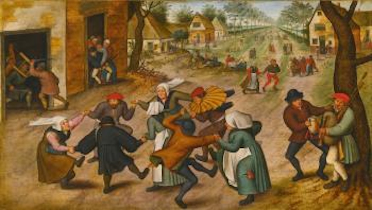 A Village Street With Peasants Dancing by Pieter Brueghel the Younger