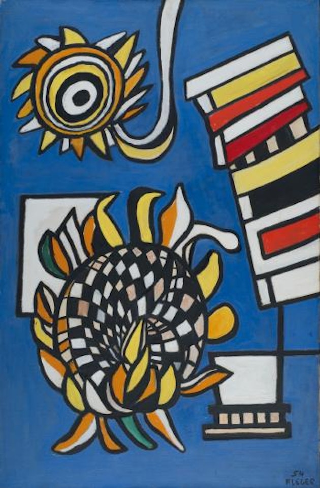 Deux Tournesols Sur Fond Bleu by Fernand Leger