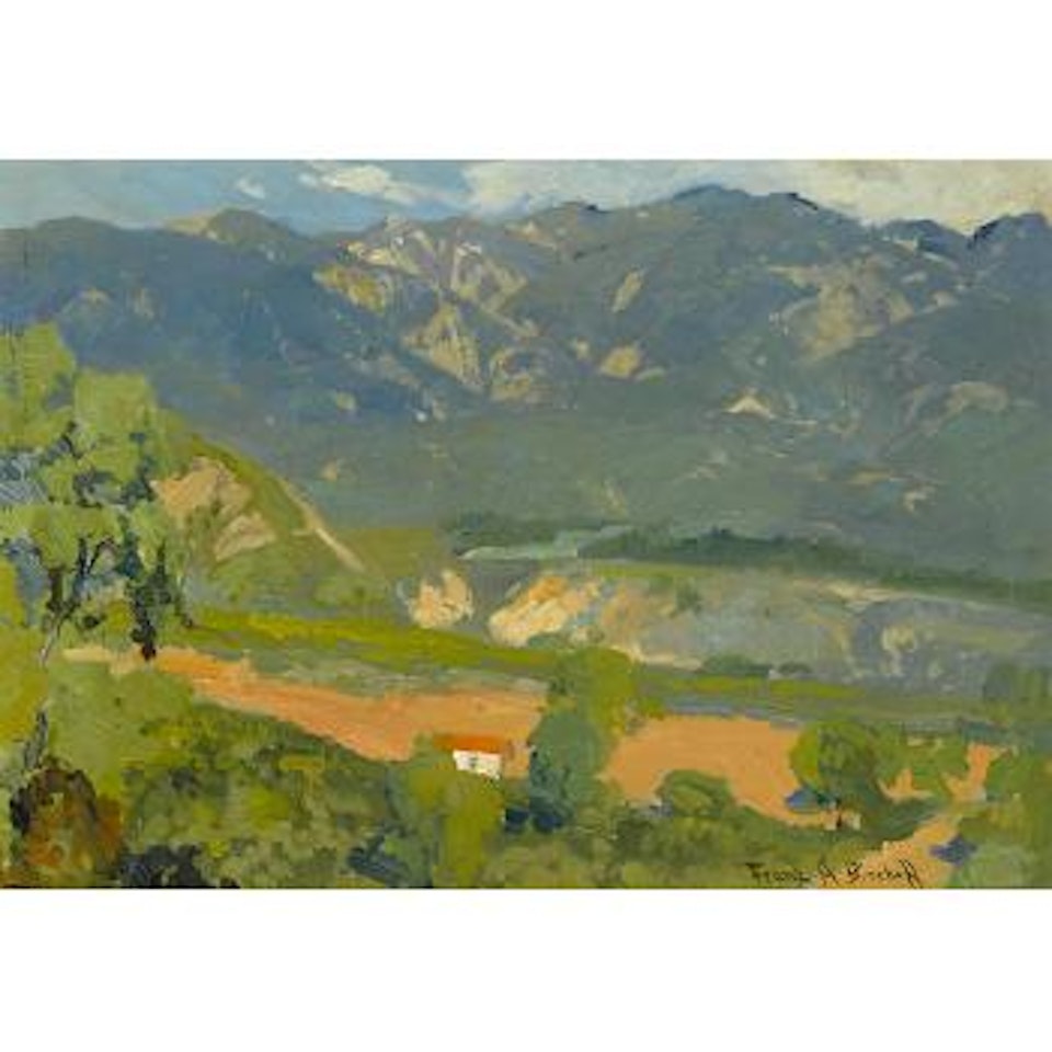 Pasadena foothills with lone house by Franz A Bischoff