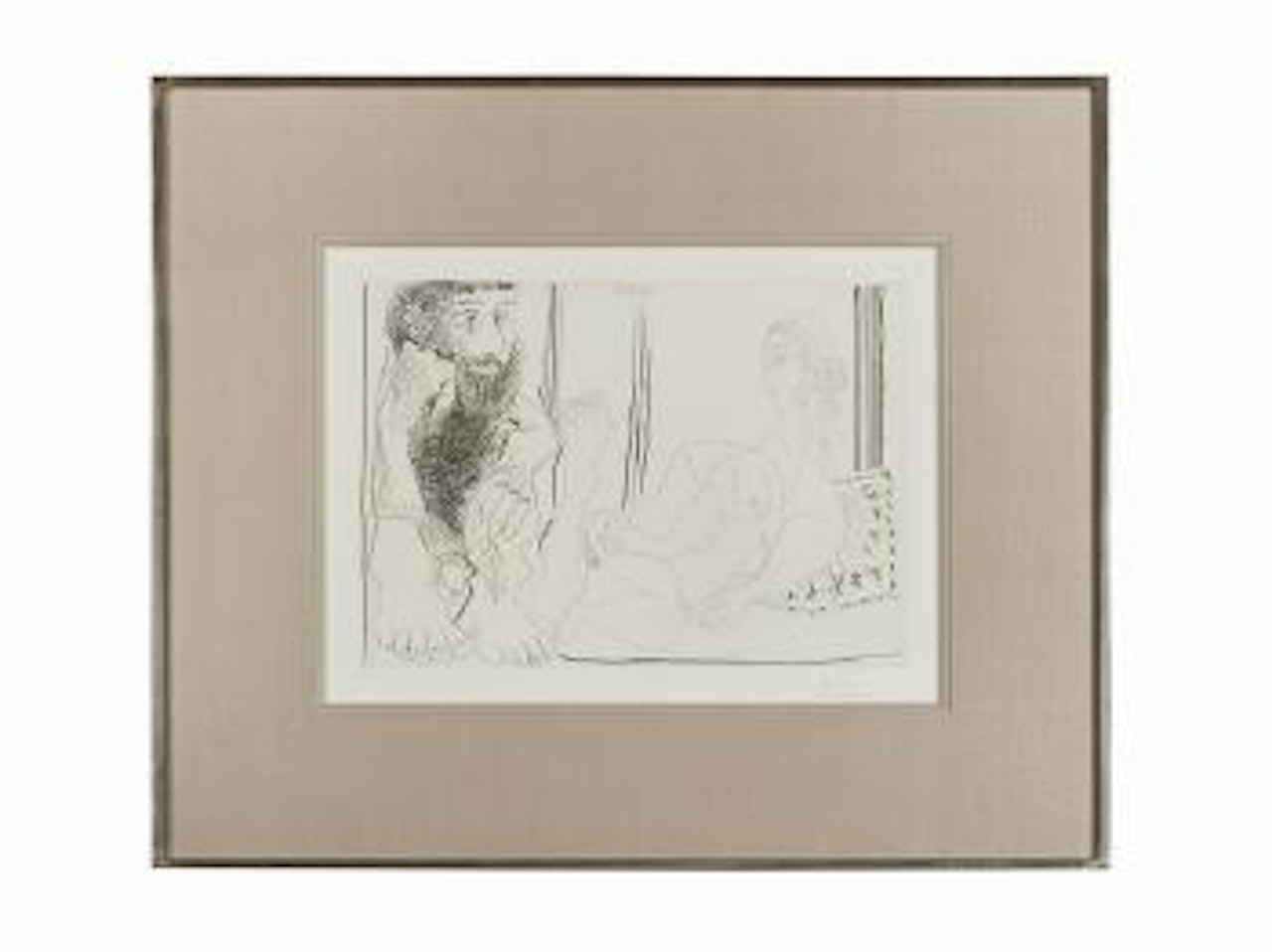 Femme Aguichant un Homme Songeur by Pablo Picasso