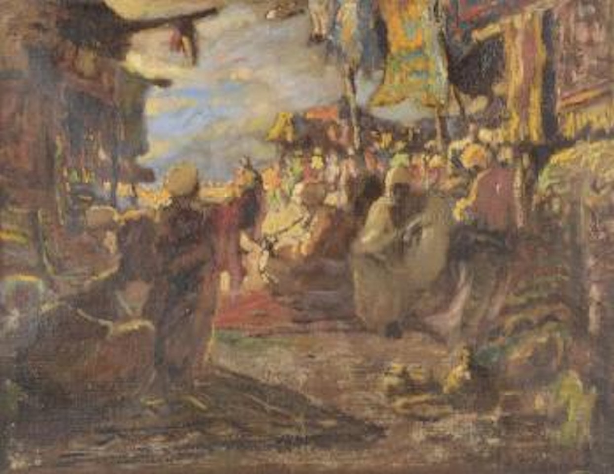 Market Place Scene (Probably Tunis) by Alexandre Roubtzoff