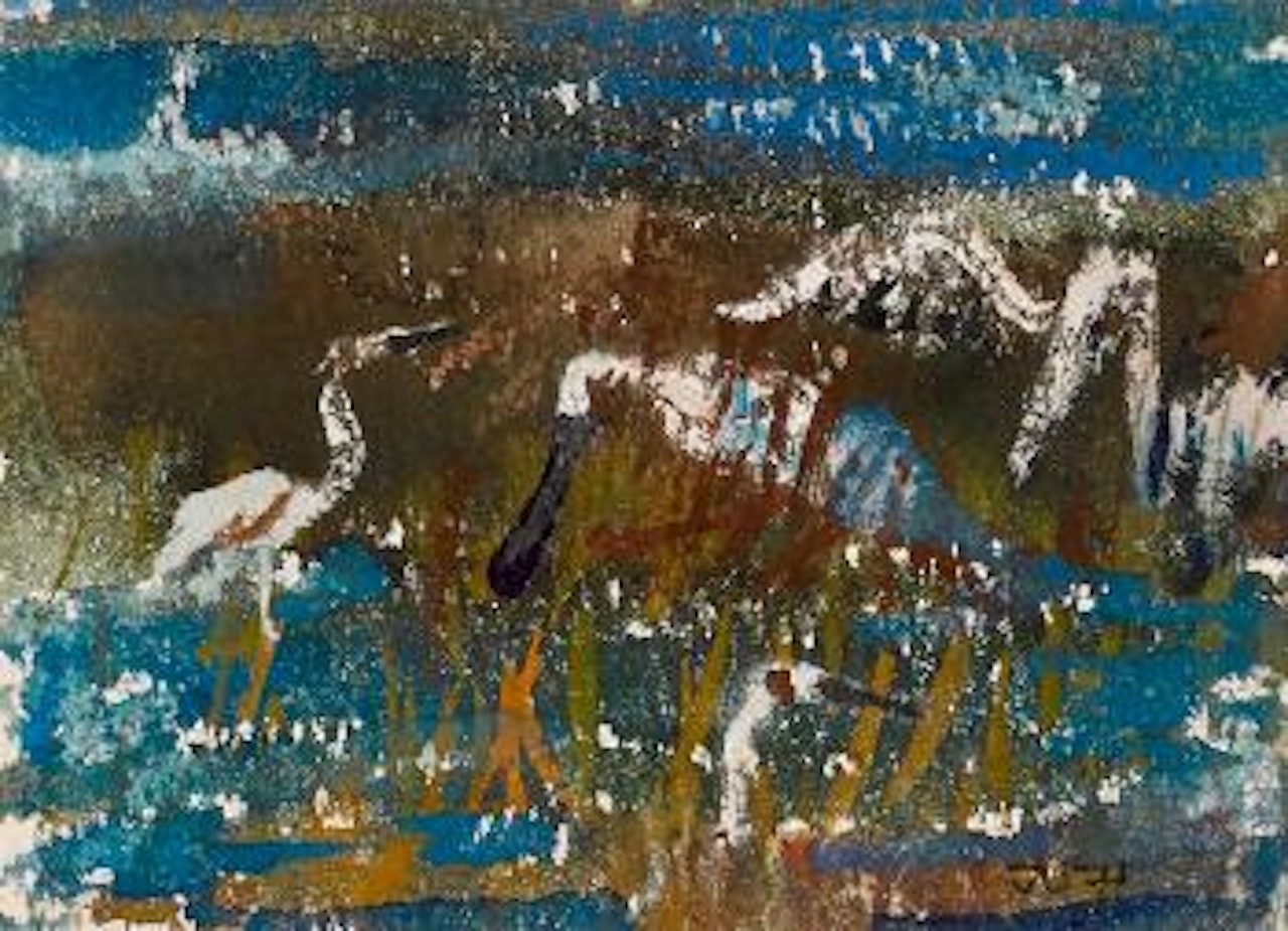 Birds in Marsh by John Olsen