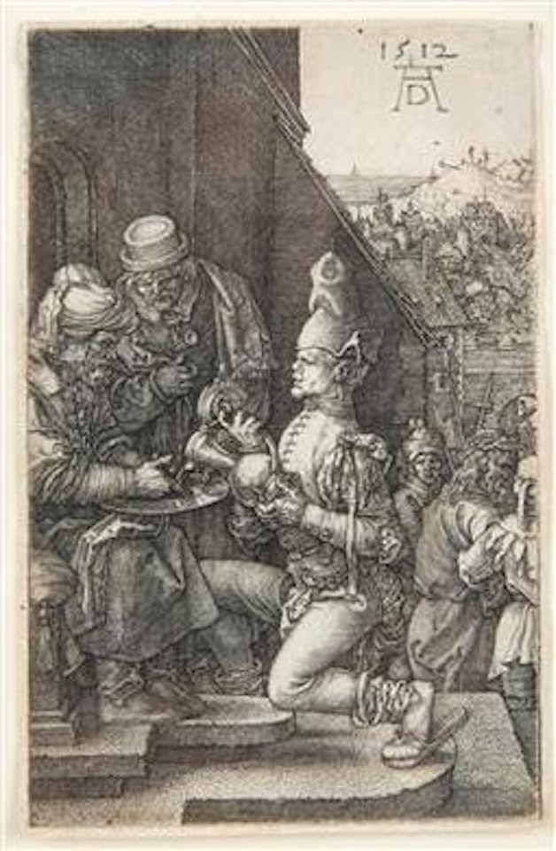 Pilatus wäscht sich die Hände (Kleine Passion~Blatt 9) by Albrecht Dürer