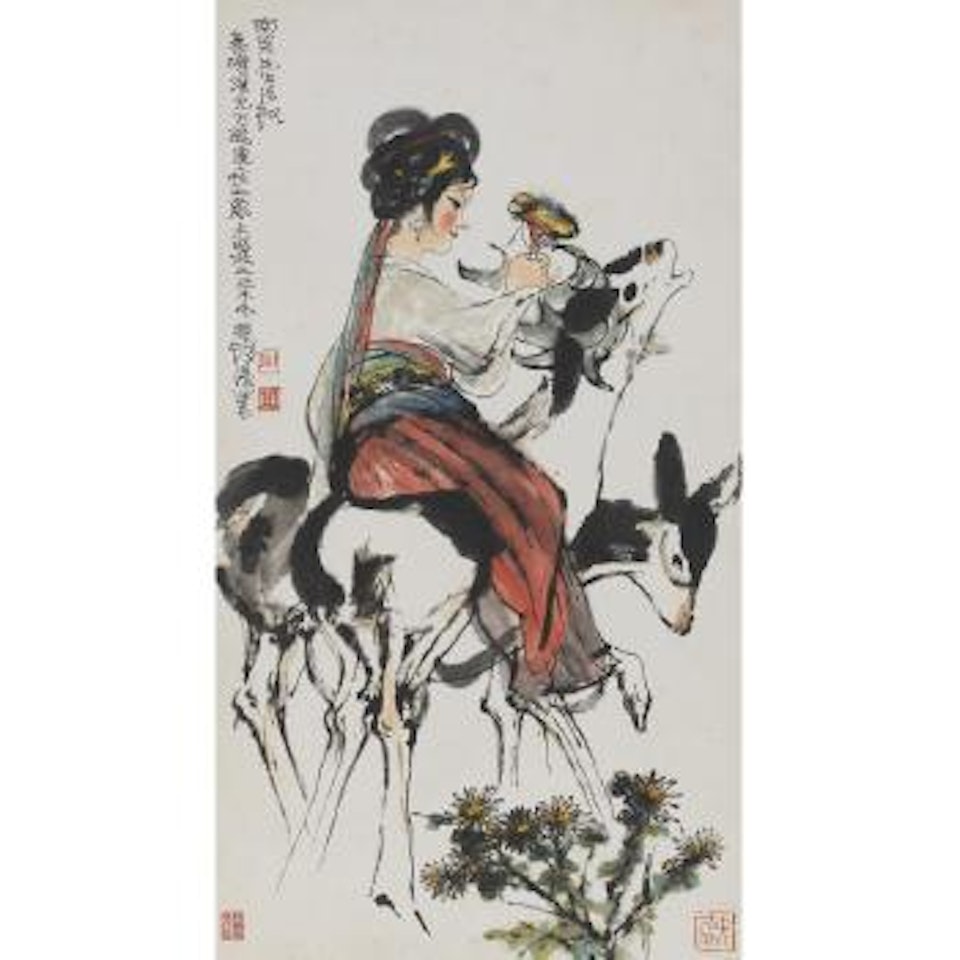 Lady Riding a Deer by Cheng Shifa