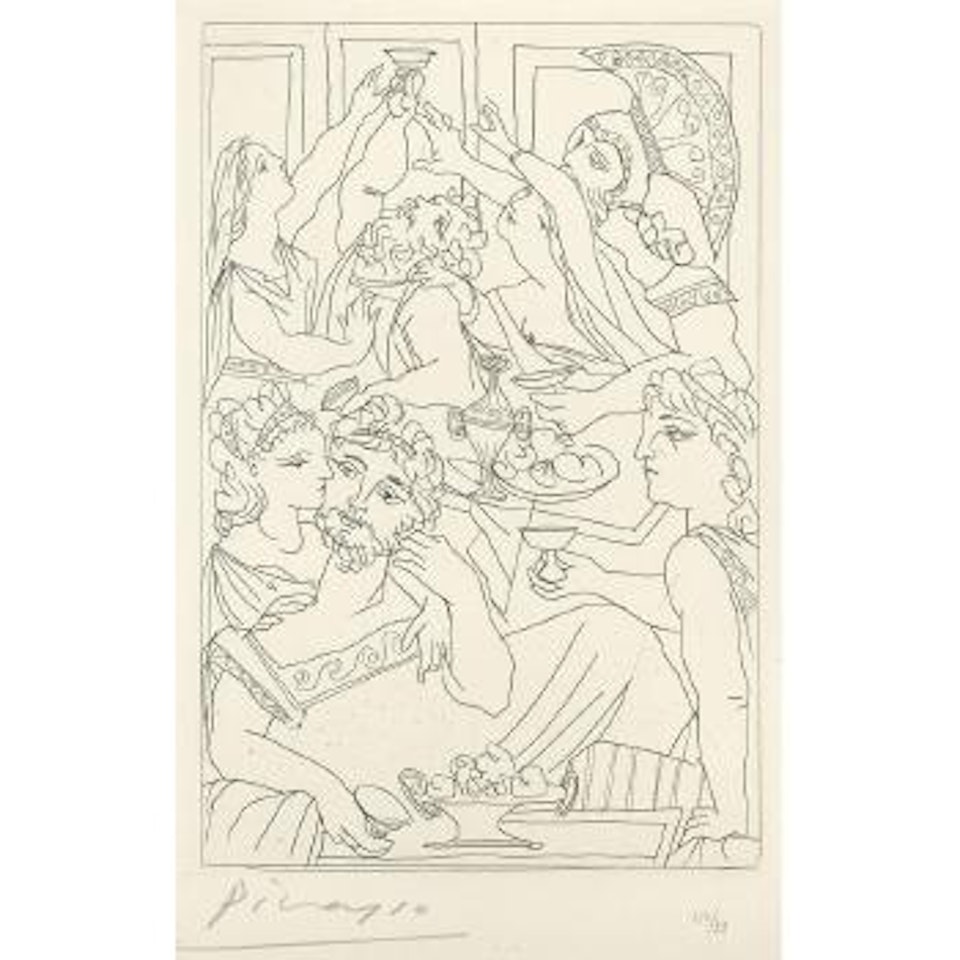 Le Festin, pl. 6, from Lysistrata Suite (B. 272; Ba. 392; C. bk. 24) by Pablo Picasso