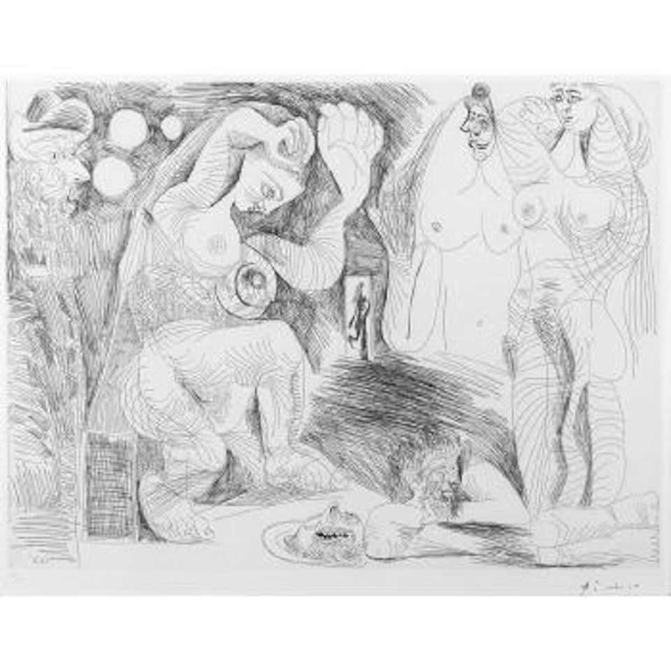 La maison Tellier. Deux filles fantasmant: SalomÃ© dansant son amour pour la tÃªte de Saint Jean-Baptiste, pl. 146, from Series 156 (B. 2000; Ba. 2010) by Pablo Picasso