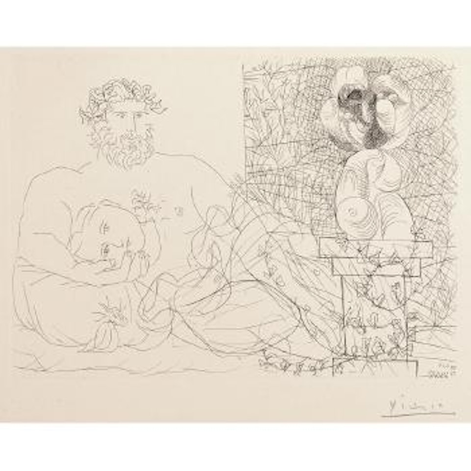 Le Repos du sculpteur et la sculpture surrealiste, pl. 60, from La Suite Vollard (B. 169; Ba. 322) by Pablo Picasso