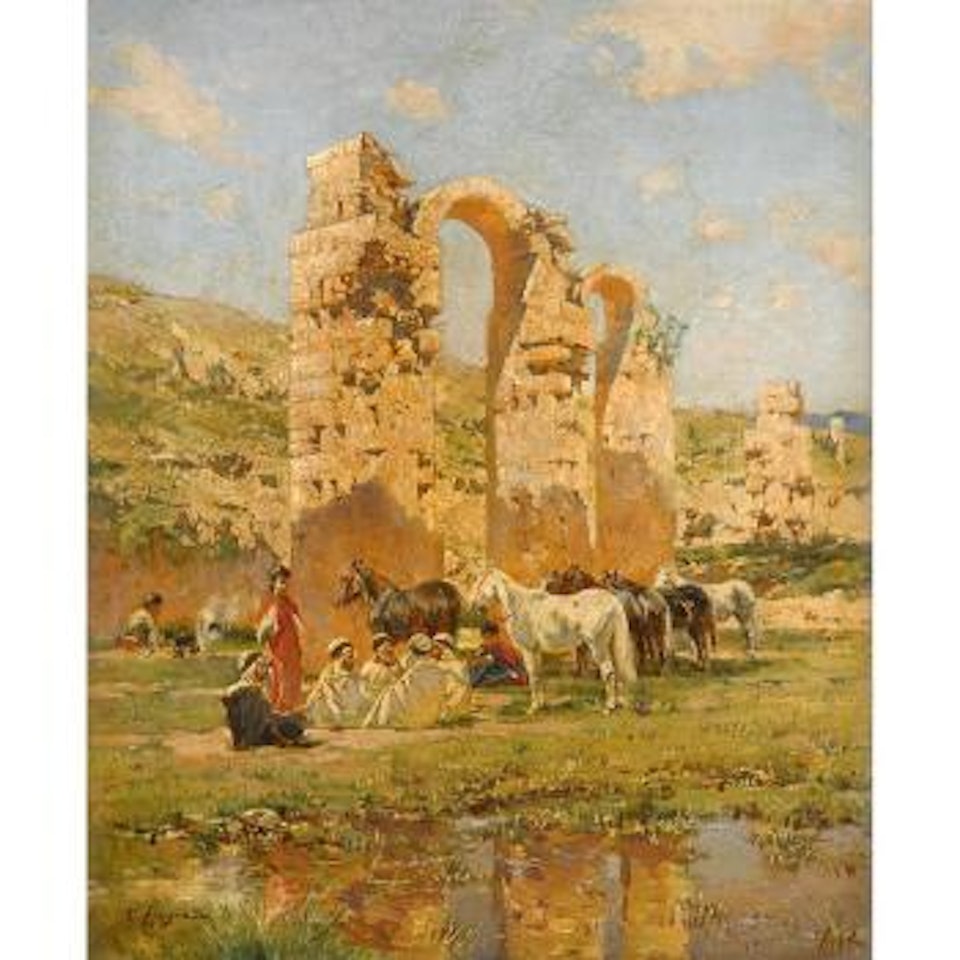 Caravan at rest by Victor Pierre Huguet