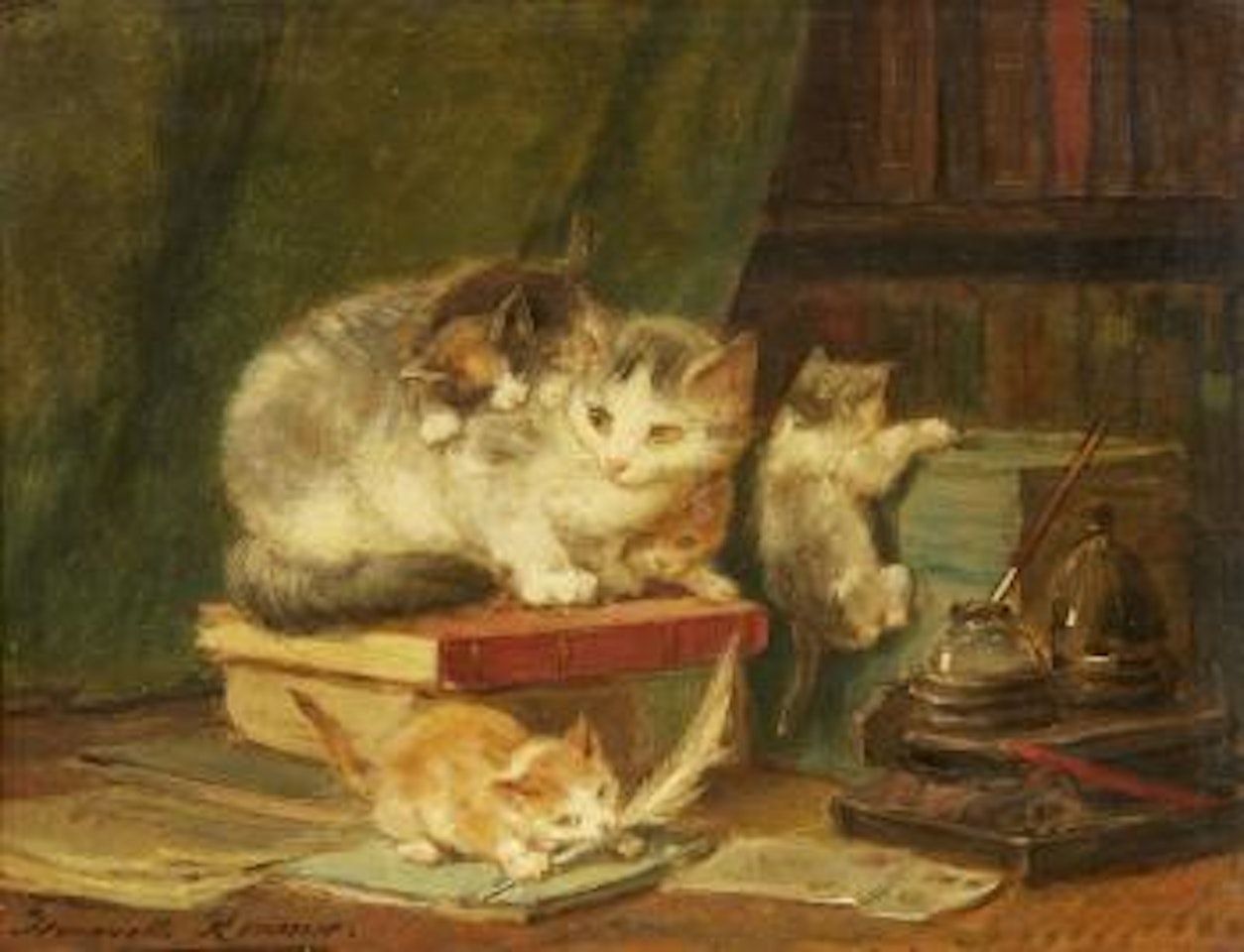 Cats in the Library by Henriette Ronner-Knip