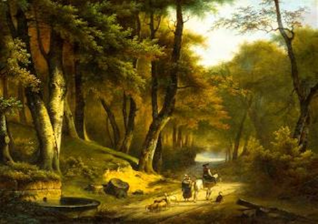 Interior of a Forest by Pierre Hellemans by Eugène Joseph Verboeckhoven