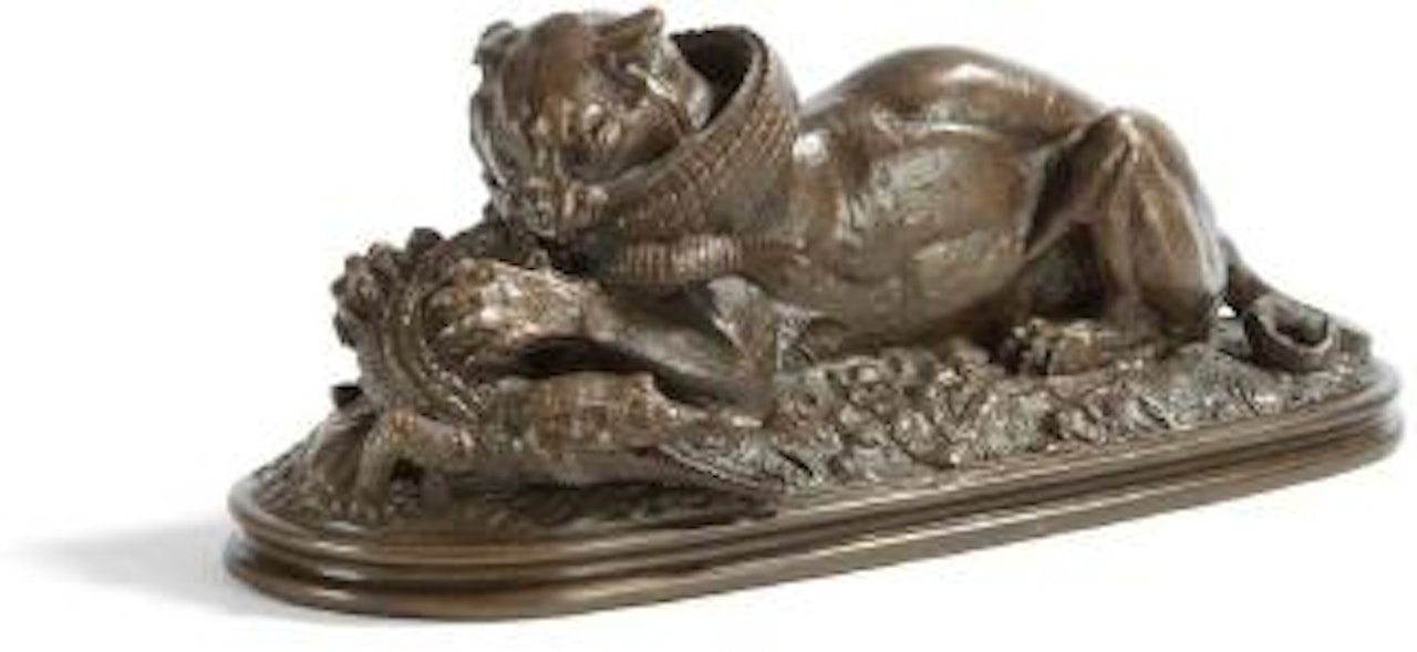 Tigre dévorant un gavial by Antoine-Louis Barye