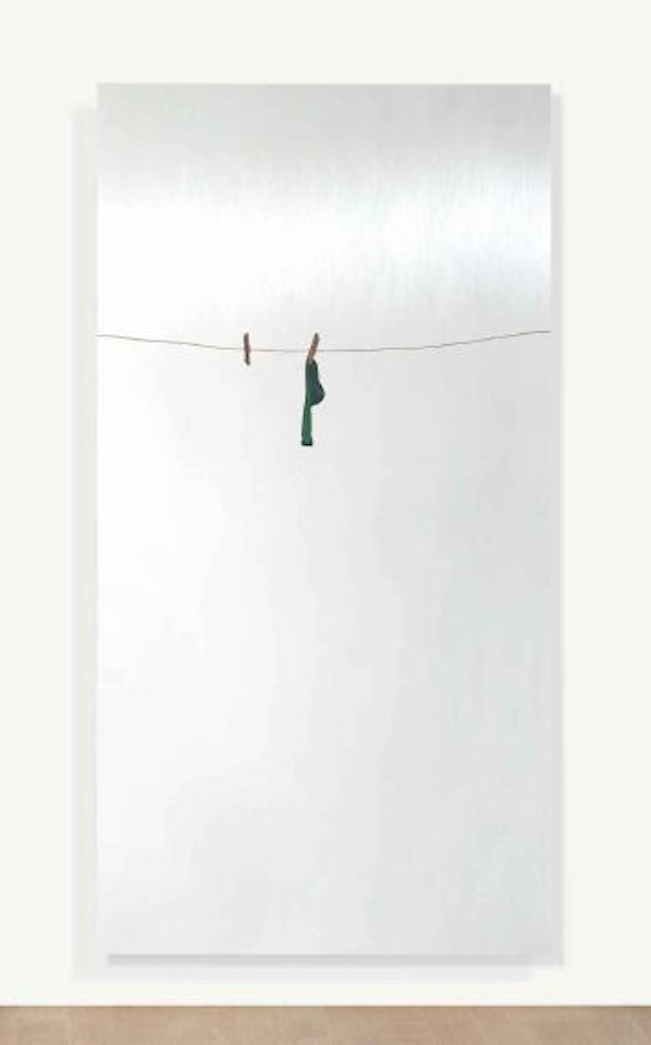 Calzino verde appeso by Michelangelo Pistoletto