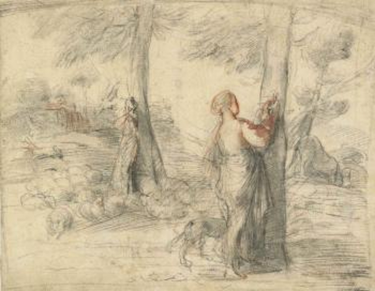 Ermina writing the name of Tancred on a tree by Pier Francesco Mola