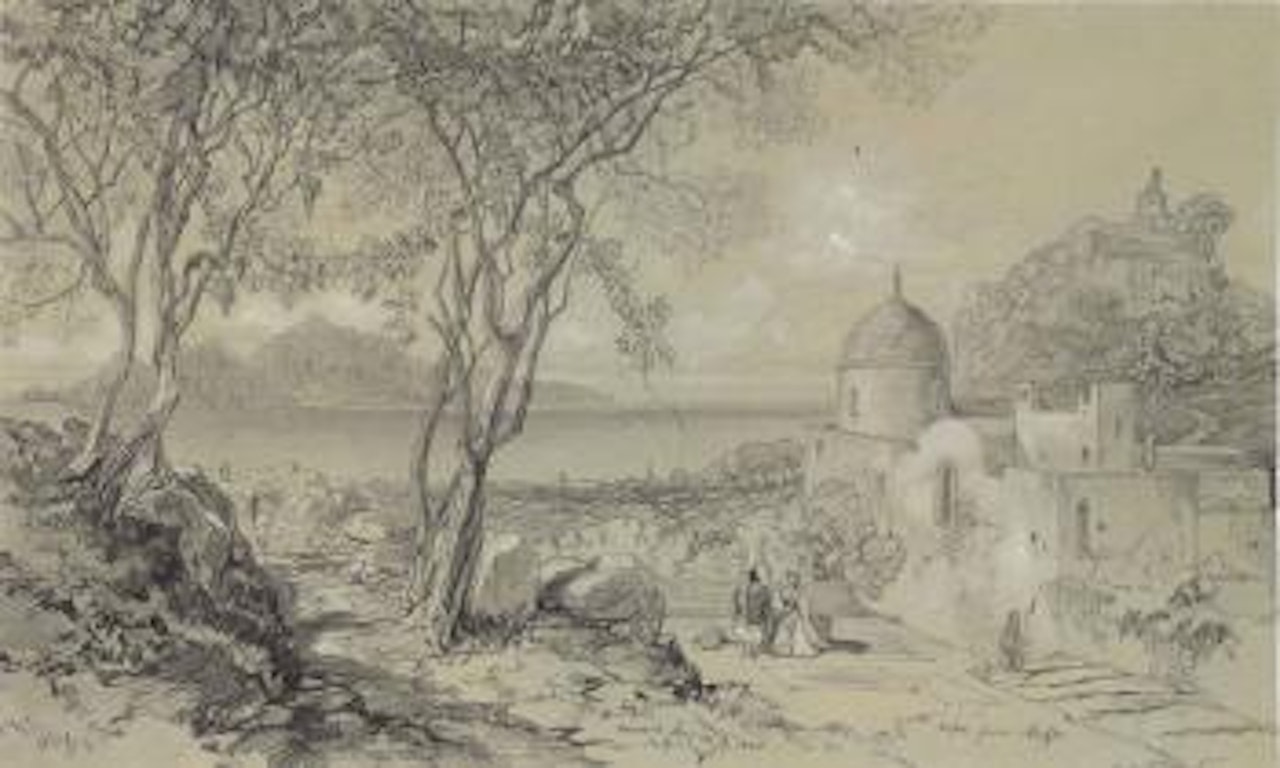View of Capri from across the Bay at Massa, Italy by Edward Lear