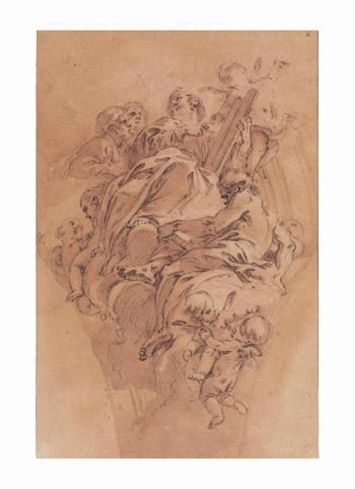 A pendentive with Moses surrounded by angels, putti and other figures, after Baciccio by Francois Boucher