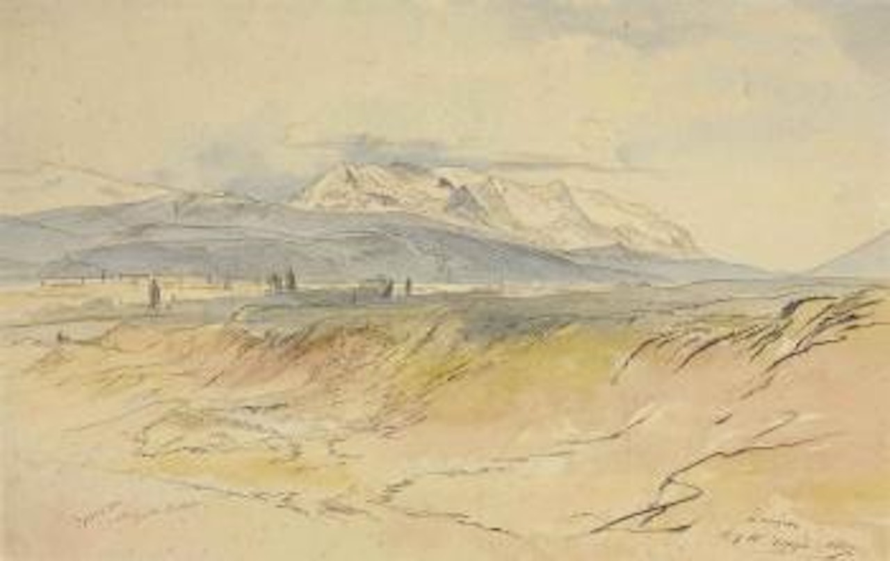 An extensive view of Jannina (Ioannina), Greece, mountains beyond by Edward Lear