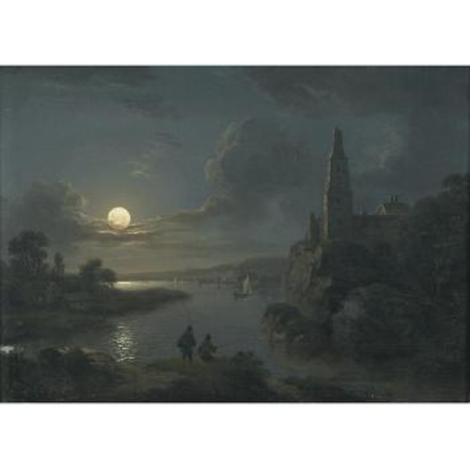 Fishing by moonlight by Henry Pether