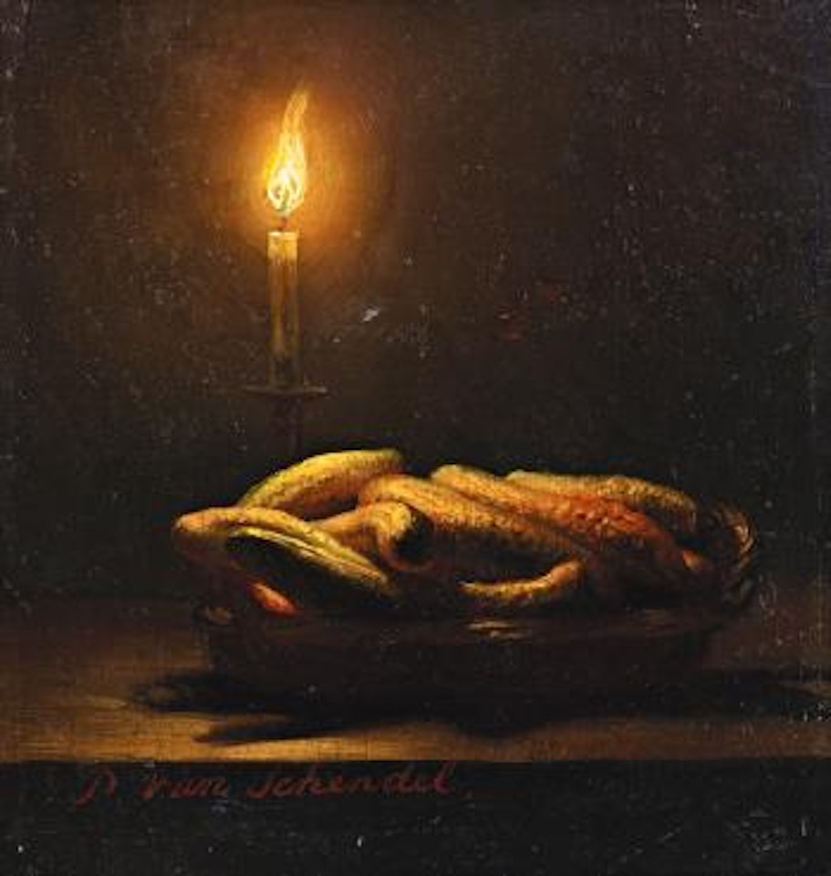 Still life with courgettes by Petrus van Schendel