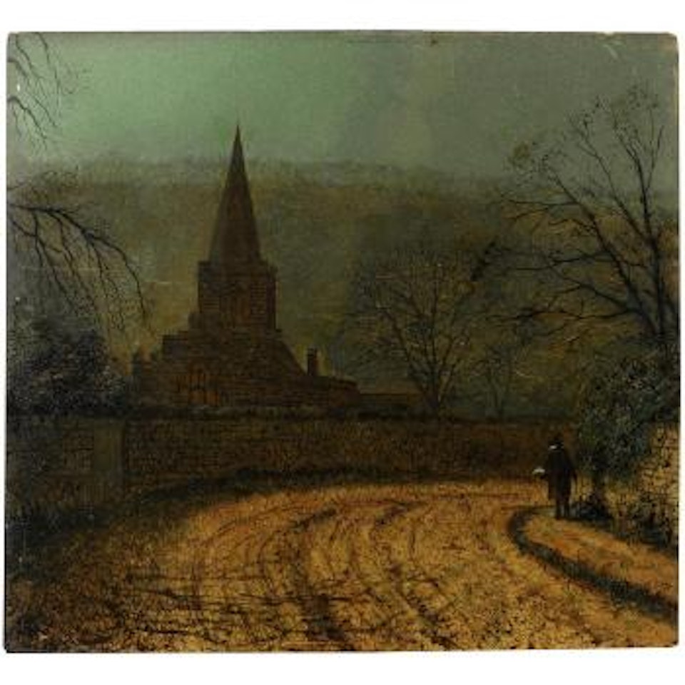 Hackness Church at dusk by John Atkinson Grimshaw