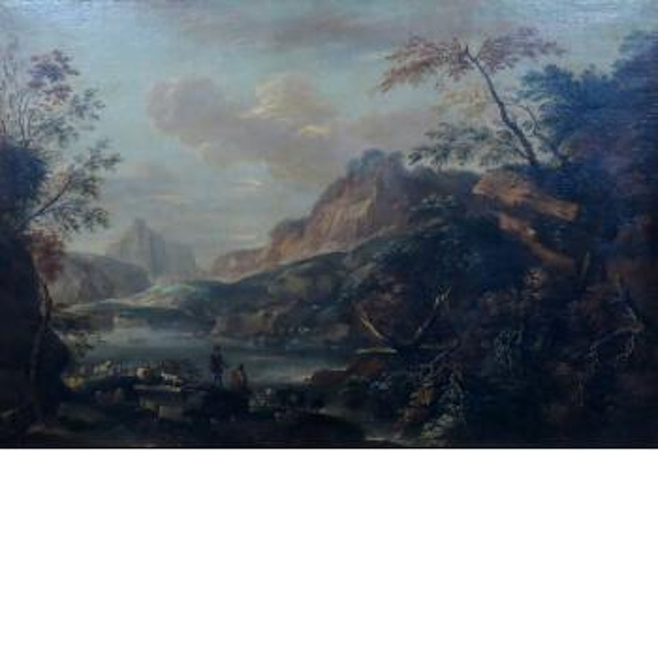 River Landscape with Mountains in the Distance by Christian Wilhelm Ernst Dietrich