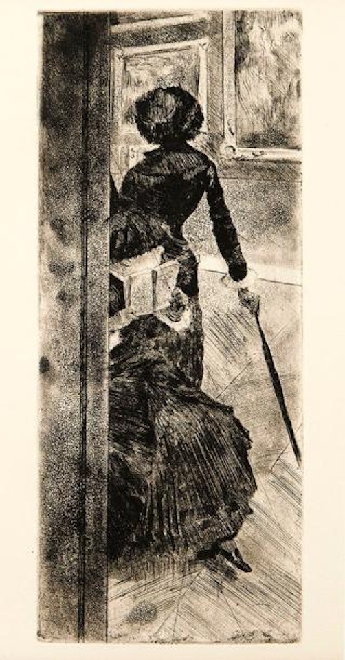 Au Louvre: la peinture (Mary Cassatt) by Edgar Degas