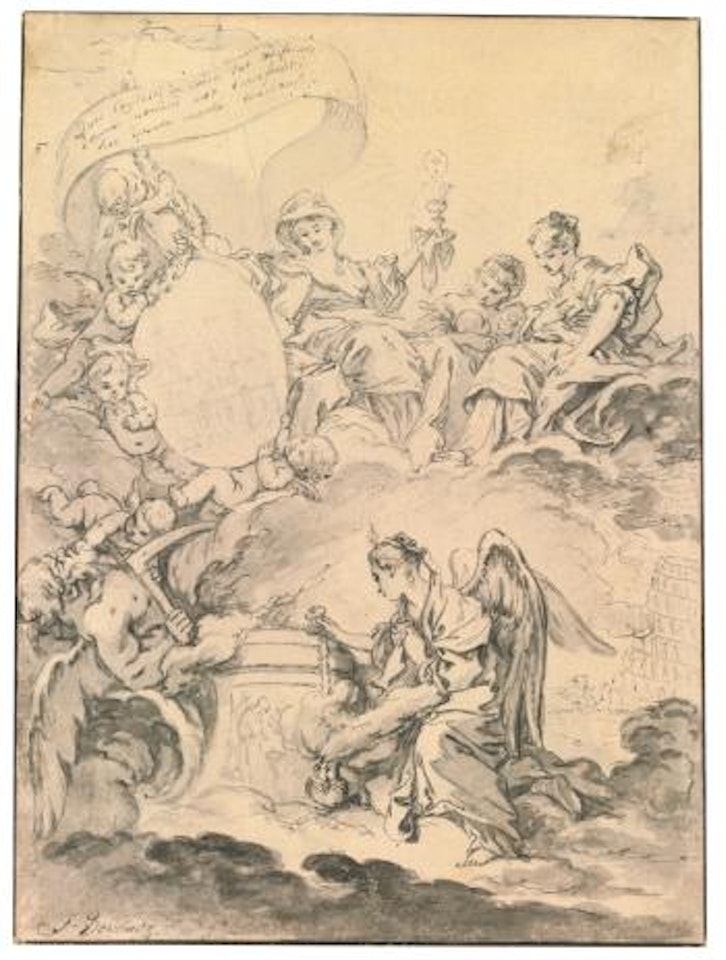 Study for the frontispiece to Le Bâtiment De Saint-sulpice by Francois Boucher