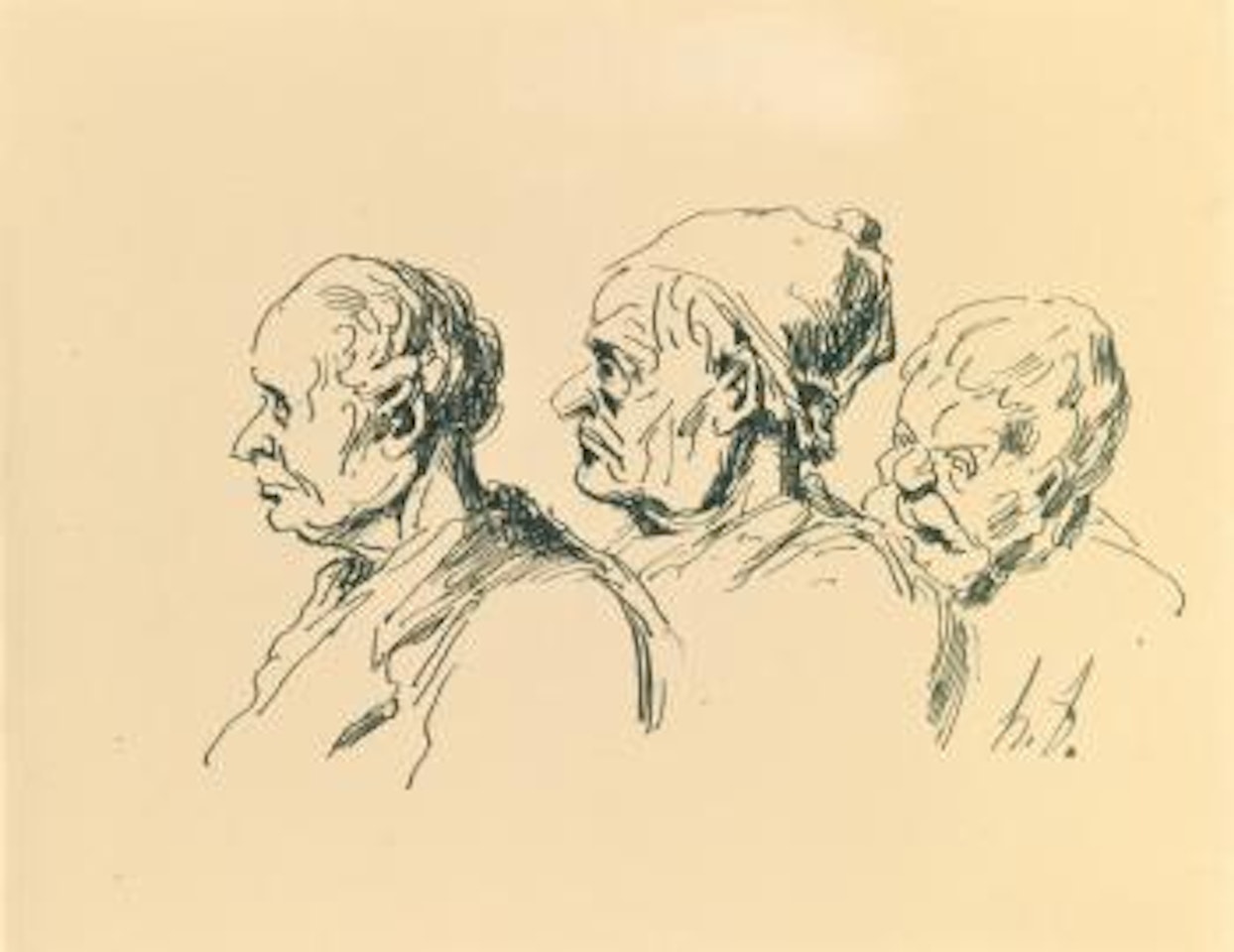 Trois Têtes D'hommes by Honoré Daumier