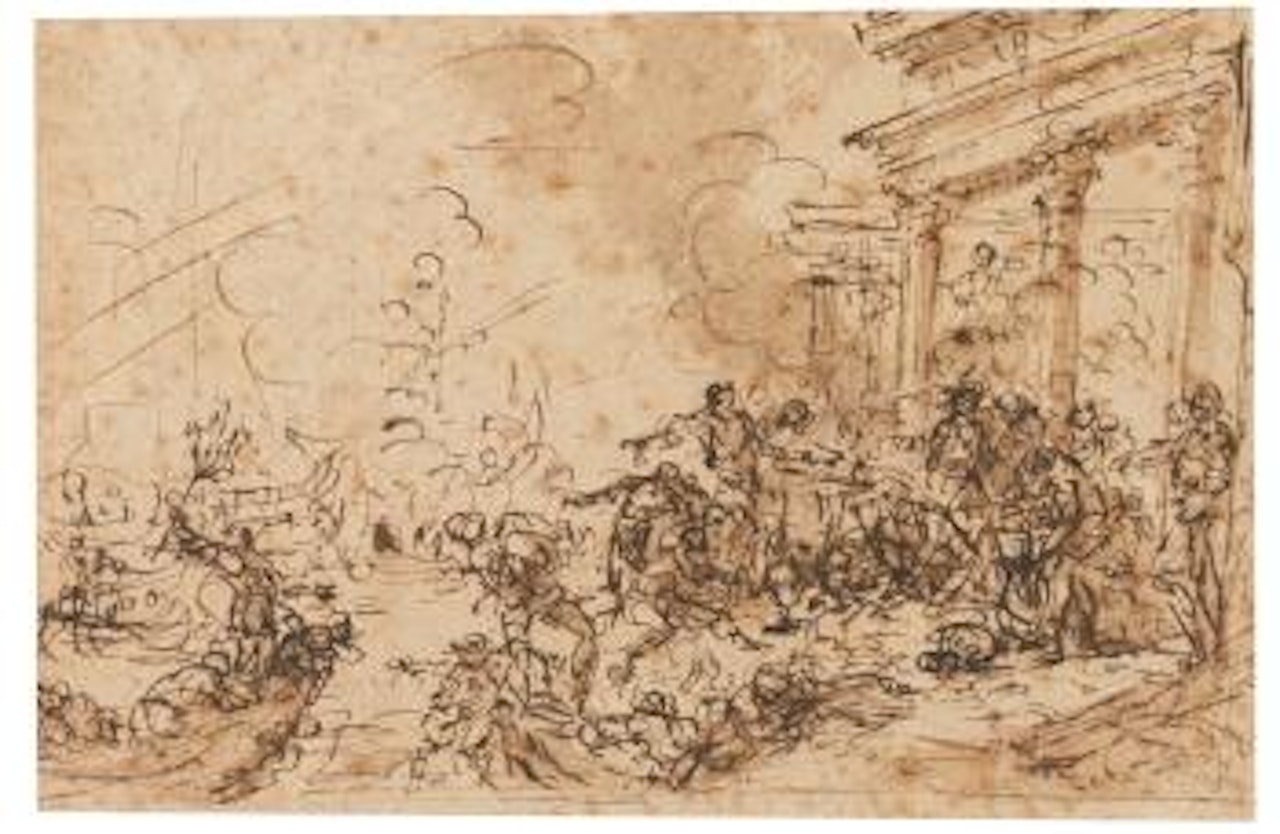 The looting of an ancient city on a seashore by Salvator Rosa