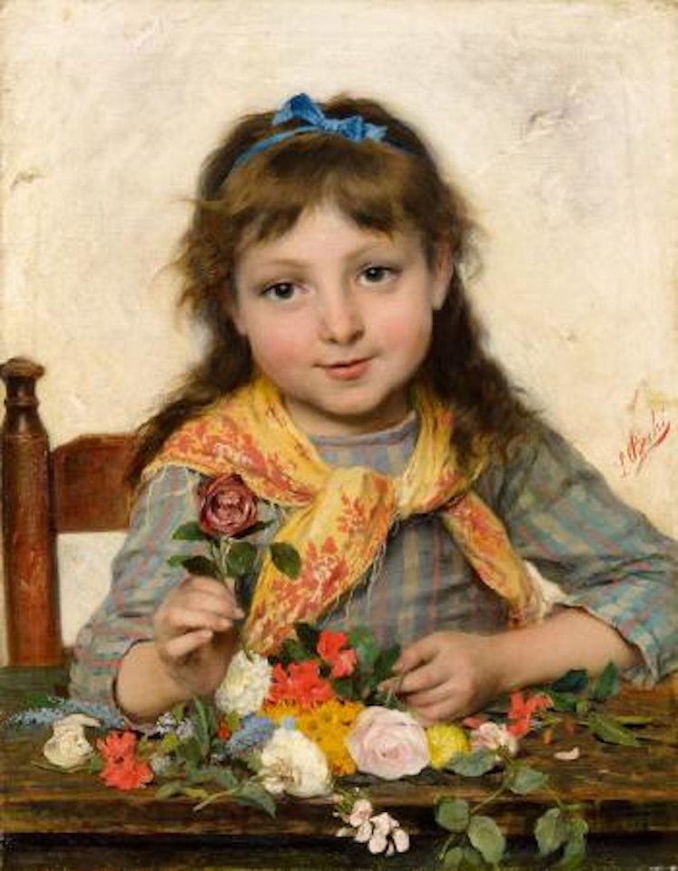 Young Girl with Flowers by Luigi Bechi