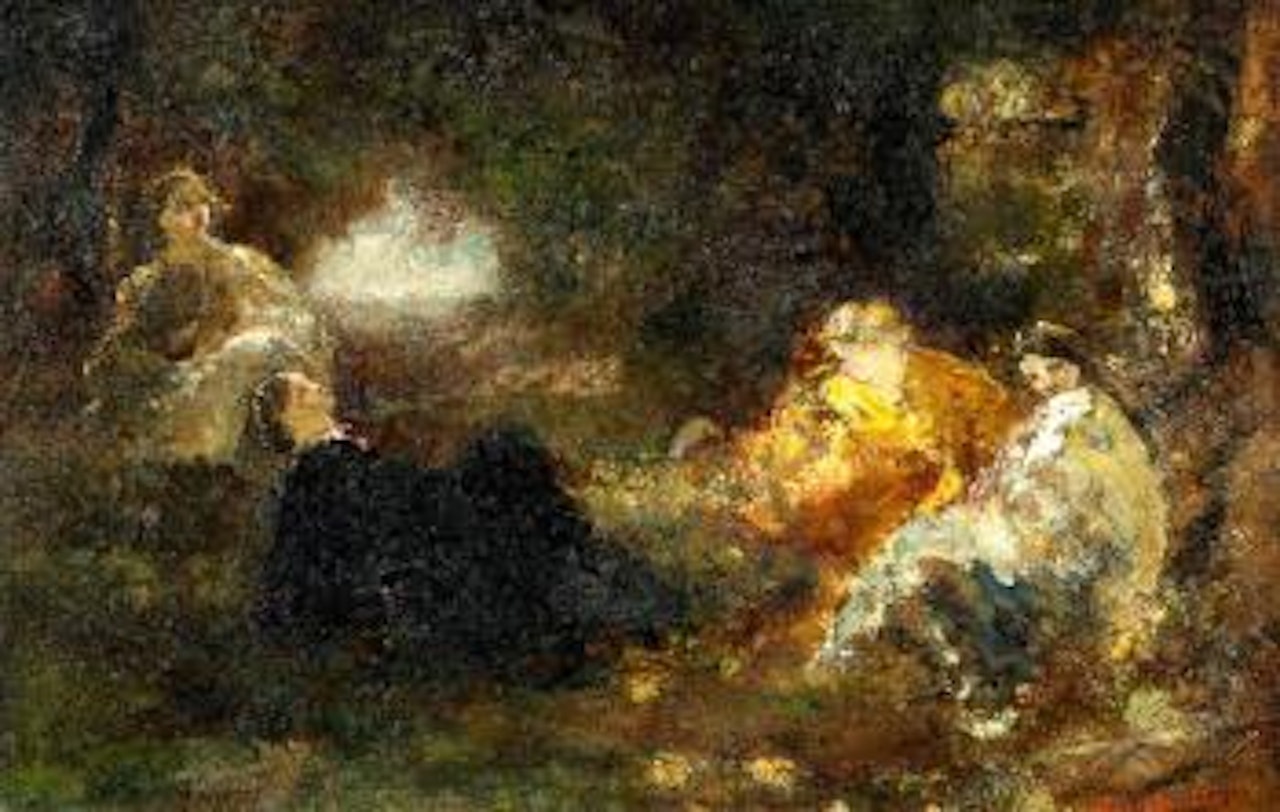 Picnic in the Park by Adolphe Monticelli