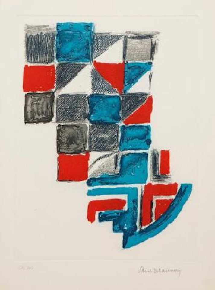 Composition en rouge, noir et bleu by Sonia Delaunay