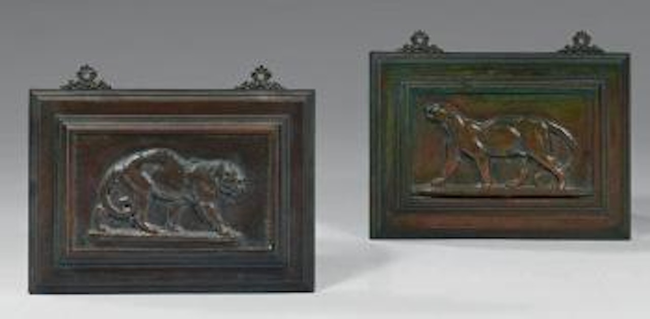 Une panthère marchant. Un léopard by Antoine-Louis Barye