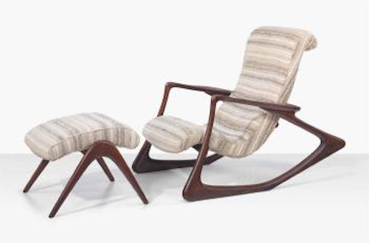 A Contour Rocking Chair With An Ottoman by Vladimir Kagan