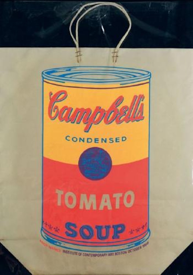 Campbell’s souPoids : can on shopping bag by Andy Warhol