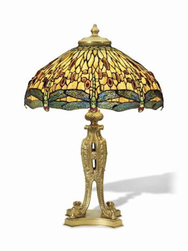 A Drophead Dragonfly Table Lamp by Tiffany Studios