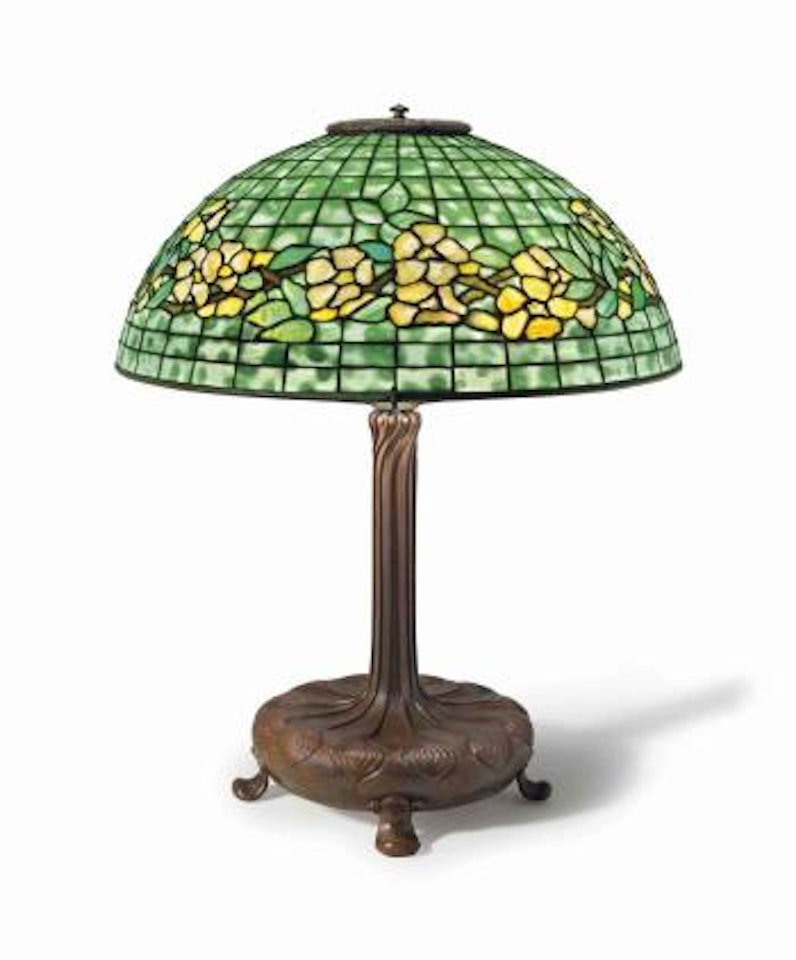 A Banded Dogwood Table Lamp by Tiffany Studios