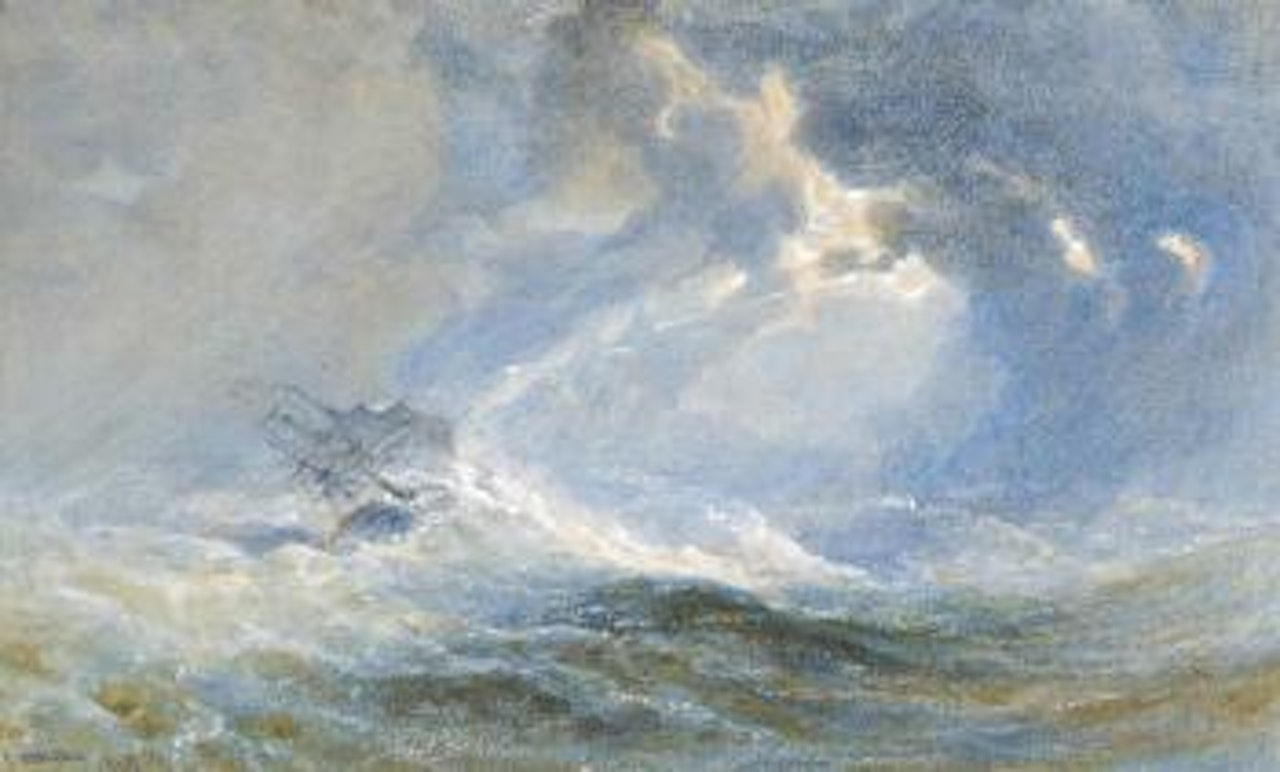 A ship foundering in a gale by Edward Duncan