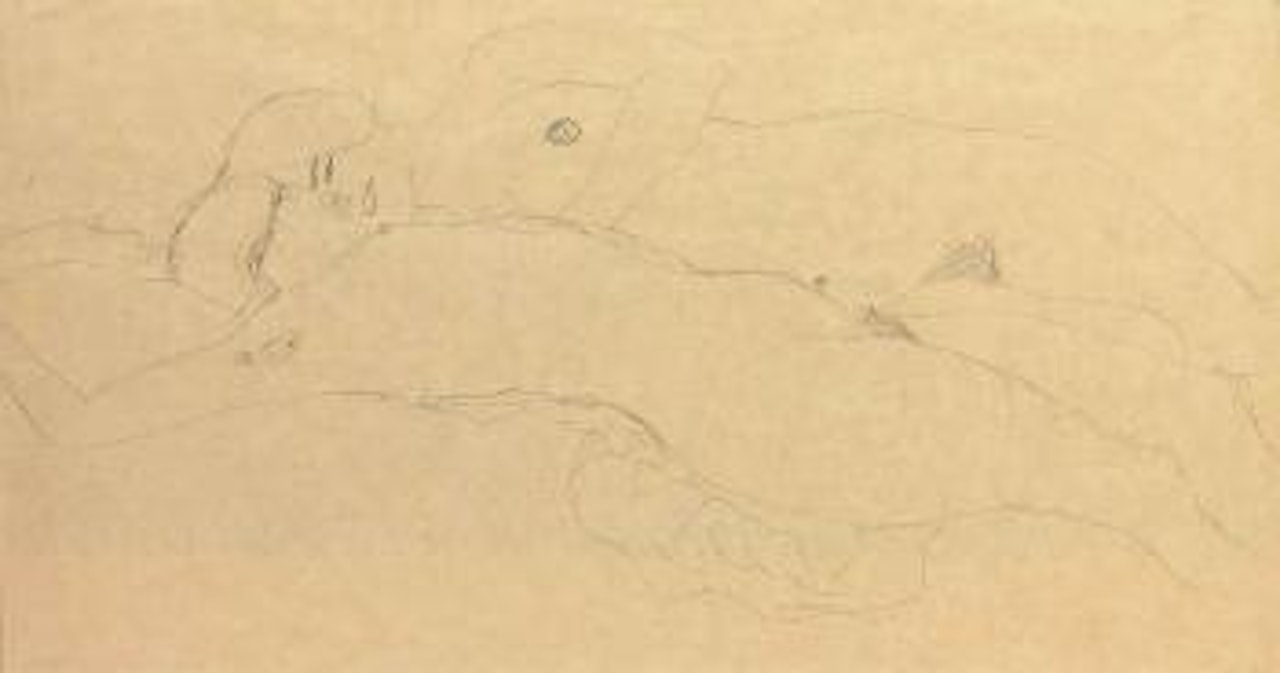 Zwei Liegende Mädchen by Gustav Klimt