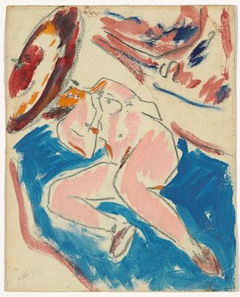 Liegende unter dem Japanschirm by Ernst Ludwig Kirchner